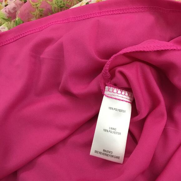 TAYLOR Floral 3/4 Sleeve V-Neck Button Ruffle Trim Smocked Mini Dress Small Sz 4 - Picture 8 of 8